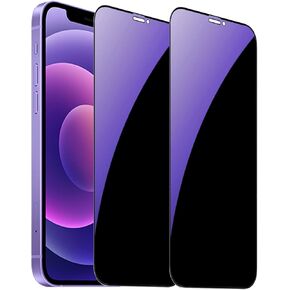 2 Pack Anti-Blue Privacy Tempered Glass Suit for iPhone 12 / iPhone 12 Pro Anti-Spy Screen Protector Anti-Peeping Film 9H Hardness Anti-scratch Full Covered 6.1 inch (Blue)