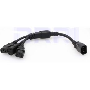 DRRI IEC 320 C14 Male Plug to 3X C13 Female Y Splitter Power Adapter Cable 250V/10A