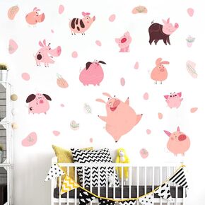 Funny Cow Wall Stickers DIY Cow Prints Dots Wall Decals Self Adhesive Cute Cow Decor Art Stickers for Kids Bedroom Playroom Baby Nursery