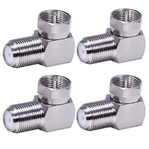 F Type Right Angle Coax Connector, 90 Degree Type F Male to Type F Female Coax Adapter Extender Connector for Wall Mounted TV, Antenna, RG6 Coax Cable(4PCS)