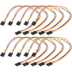 MECCANIXITY Female to Female 4Pin Breadboard Jumper Wire 2.54mm Pitch Single Row Ribbon Cable 30cm Long Breadboard Ribbon Cables for Breadboard Electronic Projects Pack of 10,Multicolored