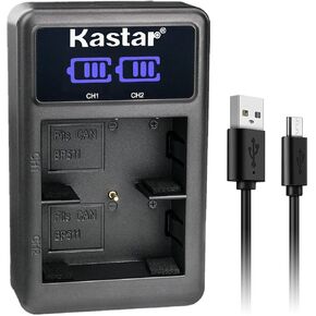 Kastar 2-Pack BP-511A Battery and LED2 USB Charger Compatible with Canon ZR10, ZR20, ZR20MC, ZR25, ZR25MC, ZR30, ZR30MC, ZR40, ZR40A, ZR45, ZR45MC, ZR50, ZR50MC, ZR60, ZR65MC, ZR70MC, ZR80 Camera