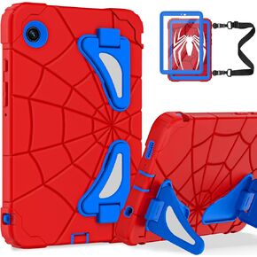 for Samsung Galaxy Tab A9 Case 8.7 Inch, Heavy Duty Galaxy A9 Tablet Case with Screen Protector Shoulder Strap, Kids Friendly Case for Samsung A9 Tablet (SM-X110/X115/X117) 2023, Red Blue