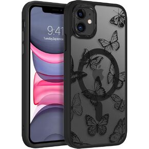 BENTOBEN for Magnetic iPhone 11 Case, Phone Case iPhone 11 [Compatible with MagSafe] Slim Fit Cute Butterfly Design Shockproof Bumper Women Men Girls Boys Protective Cover for iPhone 11 6.1", Black