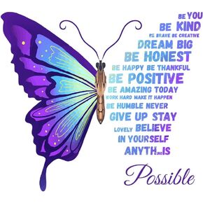 SUPERDANT Butterfly Girl Wall Stickers Blue Flower Fairy Wall Decal Floral Wall Mural Colorful Butterflies Wall Decor DIY Vinyl Wall Art for Girls Baby Nursery Bedroom Playroom