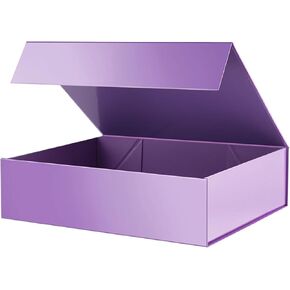 PACKHOME 6 Gift Boxes 13x9.7x3.4 Inches, Large Gift Boxes with Lids, Sturdy Shirt Boxes with Magnetic Lids for Wrapping Gifts (Glossy Metallic Black)