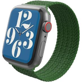 ZAGG Gear4 Braided Stretchy Solo Loop Band – Forest Green - Compatible with Apple Watch 38mm 40 mm 41mm, Elastic Strap Wristbands for iWatch Series 7/6/SE/5/4/3/2/1, Large (705009504)