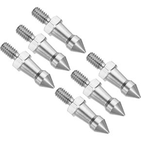 PATIKIL 1/4 Inch Thread Tripod Spike, 6 Pack Camera Tripod Ground Spike Screw Stainless Steel Spike Mount Adapter for Monopod Style 2, Silver