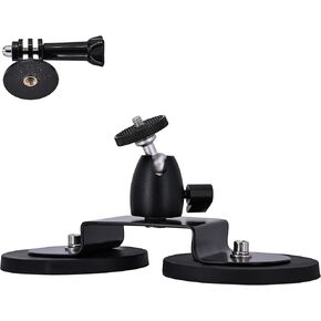 Magnetic Camera Mount with 1/4"-20 Male Thread Tripod Adapter - Dual Base Heavy-Duty Magnetic Cam Mount Holder for GoPro/Sport Camera/Action Camera Compatible with Hero 11/10/9/8/Max