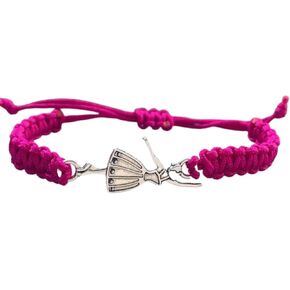 Sportybella Dance Bracelet- Dance Jewelry - Pink Braided Dance Charm Bracelet- Gift For Dance Recitals & Dancers (Pink)