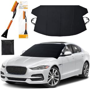 EcoNour Car Windshield Cover for Ice and Snow (69"x42") | Snow Brush and Ice Scrapers for Car (1 Pack) with Scratch Free Bristle Head | Winter Car Kit for Cars, Trucks, SUVs