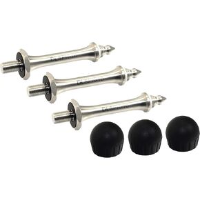 Set of 3 10mm Thread 91mm Stiletto Spike Feet Rustproof SS Stainless Steel Compatible with Sirui 10mm Tripod 3/8" Universal w Removable Covers Saltwater Safe