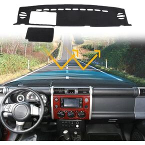 LLKUANG for Toyota FJ Cruiser 2007-2021 Terylene Carpet Dashmat Dash Mat,Car Dashboard Cover Sun Shade Pad,Anti-Slip Dash Board Accessories(Left Hand Drive)