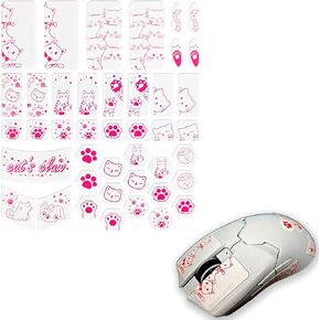 X-Raypad Gaming Mouse Grips Tape, Universal Pre-Cut Cicada Wings, E Sports Anti-Slip, Ural-Thin Zero Touch Feel,Universal Non-Slip Tape of Various Shapes Suitable for All Mice (Red Black Kitty)