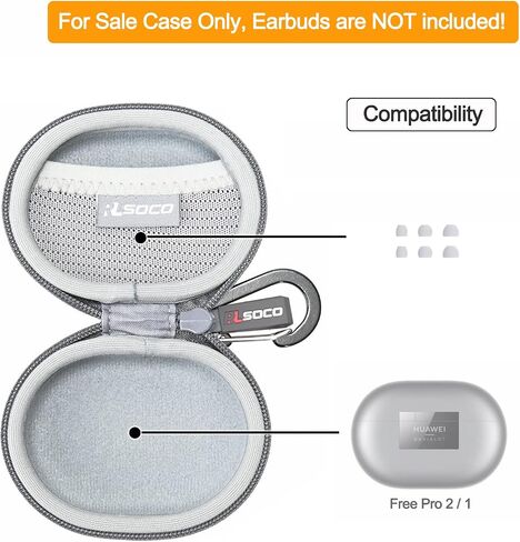 RLSOCO Hard Case for Huawei FreeBuds Pro 3/Pro 2+/Pro 2/Pro Wireless Active Noise Cancellation Earbuds (Grey) in Kuwait