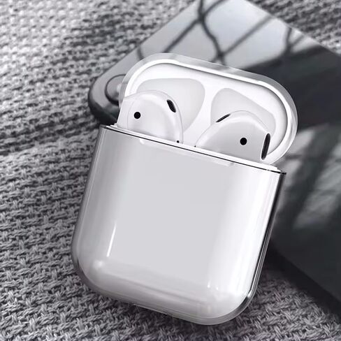 غطاء حماية شفاف لجهاز Apple AirPods الجيل الأول/الثاني، غطاء حماية من السيليكون لصندوق شحن ملحقات Airpods in Kuwait