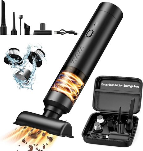 NOLSTEL Car Vacuum Cleaner- 18000PA Strong Suction Portable Handheld Vacuum Cordless with 2-Gear Mode, Brushless Motor, Multi-Nozzles, Mini Car Vacuum Small for Dog Hair, Keyboard in Saudi Arabia