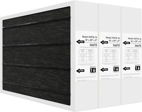 فلتر فرن X6672 MERV 16 16x25x5 متوافق مع Lennox X6672 منظف الكربون للمناخ الصحي لنظام التدفئة والتهوية وتكييف الهواء في الفرن، الجزء #HCF16-16، 16x25x5 (الحجم الفعلي: 15.7 × 24.7 × 4.4 بوصة)، عبوتان in Saudi Arabia