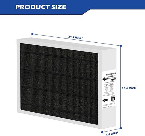 فلتر فرن X6672 MERV 16 16x25x5 متوافق مع Lennox X6672 منظف الكربون للمناخ الصحي لنظام التدفئة والتهوية وتكييف الهواء في الفرن، الجزء #HCF16-16، 16x25x5 (الحجم الفعلي: 15.7 × 24.7 × 4.4 بوصة)، عبوتان in Saudi Arabia