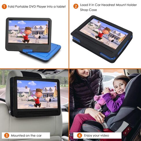 Portable DVD Player Headrest Mount Holder Car Headrest Mount Holder Strap Case for Swivel & Flip Style Portable DVD Player with 10 inch to 10.5 inch Screen (XCZB-10) in Saudi Arabia