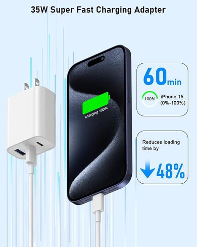 3 عبوات، كتلة شحن سريعة 35 وات، كتلة شاحن USB C سريعة 3 منافذ، محول طاقة PD مزدوج المنفذ + QC 3.0 USB A مقبس حائط متعدد المنافذ C نوع كتلة شحن لهاتف iPhone 15/15 Pro/15 Pro Max/15 Plus/14 /13/12/11/س in Kuwait