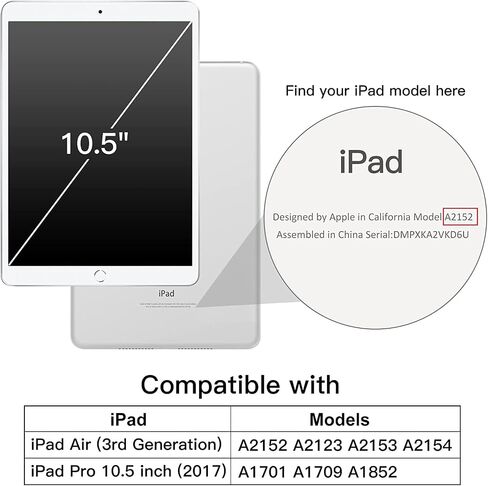 حافظة لجهاز iPad Air 3 (الجيل الثالث) 10.5 بوصة 2019 وiPad Pro 10.5 بوصة 2017، لوحة زيتية ذكية من جلد البولي يوريثان مع حامل ثلاثي الطي وغطاء مغناطيسي مقاوم للصدمات مع خاصية النوم/الاستيقاظ التلقائي، ليلة مرصعة بالنجوم الزرقاء in Kuwait