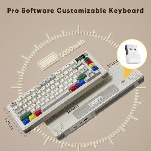 BOYI C75Pro Retro Mechanical Keyboard,75% Gasket BT5.0/2.4G/Type-C Tri-Mode RGB 4000mAh Wireless Gaming Keyboard Hot Swappable Linear Switch Creamy Sound with TFT Screen Display&Knob Roller in Saudi Arabia