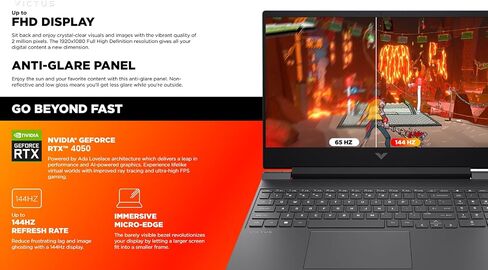 كمبيوتر محمول HP Victus للألعاب، شاشة 15.6 بوصة FHD IPS 144 هرتز، AMD Ryzen 5-8645HS، NVIDIA GeForce RTX 4050، Wi-Fi 6، لوحة مفاتيح بإضاءة خلفية، Win11 Home، مع لوحة ماوس (ذاكرة الوصول العشوائي 32 جيجابايت | 2 تيرابايت PCIe SSD) in Saudi Arabia