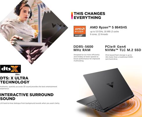 كمبيوتر محمول HP Victus للألعاب، شاشة 15.6 بوصة FHD IPS 144 هرتز، AMD Ryzen 5-8645HS، NVIDIA GeForce RTX 4050، Wi-Fi 6، لوحة مفاتيح بإضاءة خلفية، Win11 Home، مع لوحة ماوس (ذاكرة الوصول العشوائي 32 جيجابايت | 2 تيرابايت PCIe SSD) in Saudi Arabia