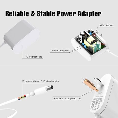 12v DC Power Supply, Hosyl UL Listed 12v 2a Power Supply,AC 100-240V to DC 12v Transformer with 5.5mm x 2.1mm Plug Adapter,White in Saudi Arabia