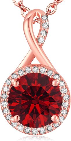 LAVUMO Sterling Silver Necklaces for Girls Rose Gold Silver Cubic Zirconia Pendant Necklace Jewelry for Her Gifts for Girls Wife Mom on Birthday Anniversary Christmas Valentines Day in Saudi Arabia