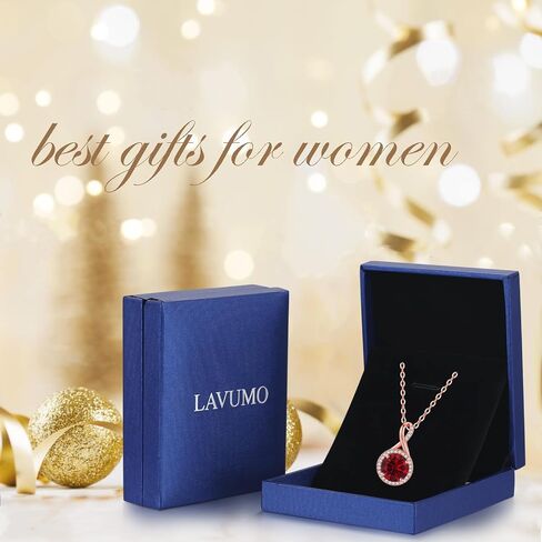 LAVUMO Sterling Silver Necklaces for Girls Rose Gold Silver Cubic Zirconia Pendant Necklace Jewelry for Her Gifts for Girls Wife Mom on Birthday Anniversary Christmas Valentines Day in Saudi Arabia
