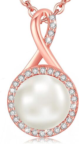 LAVUMO Sterling Silver Necklaces for Girls Rose Gold Silver Cubic Zirconia Pendant Necklace Jewelry for Her Gifts for Girls Wife Mom on Birthday Anniversary Christmas Valentines Day in Saudi Arabia