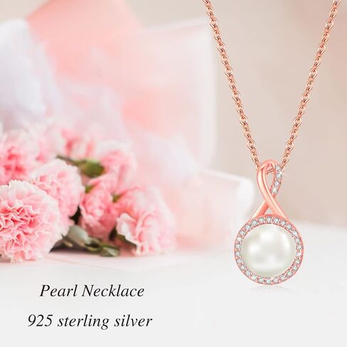 LAVUMO Sterling Silver Necklaces for Girls Rose Gold Silver Cubic Zirconia Pendant Necklace Jewelry for Her Gifts for Girls Wife Mom on Birthday Anniversary Christmas Valentines Day in Saudi Arabia