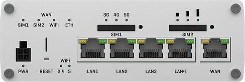 Teltonika RUTX50000300 موديل RUTX50 Industrial 5G Router، سرعات تصل إلى 3.3 جيجابت في الثانية، ثنائي الشريحة، 5X منافذ إيثرنت، ما يصل إلى 150 اتصال، غلاف من الألومنيوم، وحدة PSU الأمريكية لأمريكا الجنوبية؛ ليس للاستخدام في الولايات المتحدة الأمريكية in Kuwait