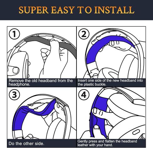 SOULWIT Replacement Headband Pad Kit for Sony Gold Wireless PlayStation PS4 Headset, Head Band for PS4 2014 Version (Model CECHYA-0083), Easy DIY Installation - Blue in Saudi Arabia