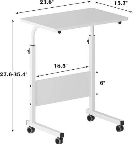 DlandHome Rolling Desk Mobile Standing Desk Mobile Side Table 23.6 Inches w/Wheels Adjustable Movable Portable Laptop Computer Stand for Bed Sofa,Retro,DUS-05-3-60FG in Saudi Arabia