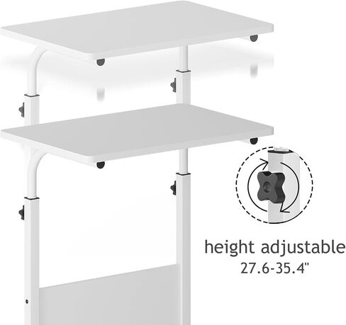 DlandHome Rolling Desk Mobile Standing Desk Mobile Side Table 23.6 Inches w/Wheels Adjustable Movable Portable Laptop Computer Stand for Bed Sofa,Retro,DUS-05-3-60FG in Saudi Arabia