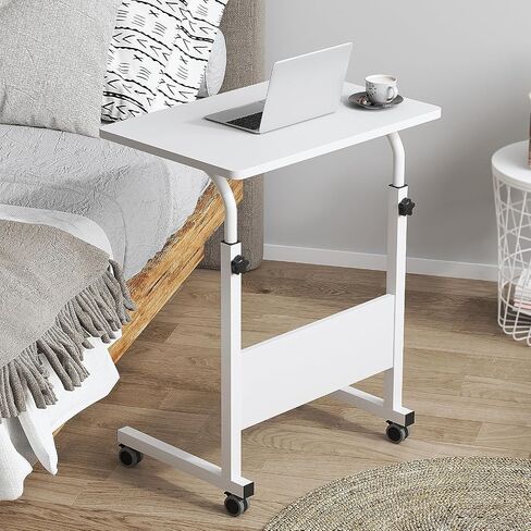 DlandHome Rolling Desk Mobile Standing Desk Mobile Side Table 23.6 Inches w/Wheels Adjustable Movable Portable Laptop Computer Stand for Bed Sofa,Retro,DUS-05-3-60FG in Saudi Arabia