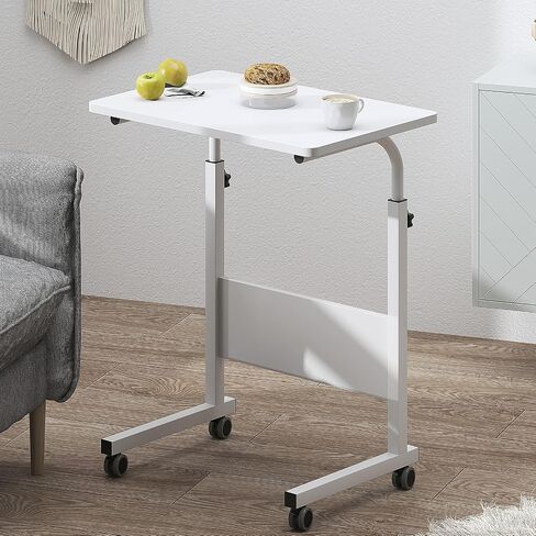 DlandHome Rolling Desk Mobile Standing Desk Mobile Side Table 23.6 Inches w/Wheels Adjustable Movable Portable Laptop Computer Stand for Bed Sofa,Retro,DUS-05-3-60FG in Saudi Arabia