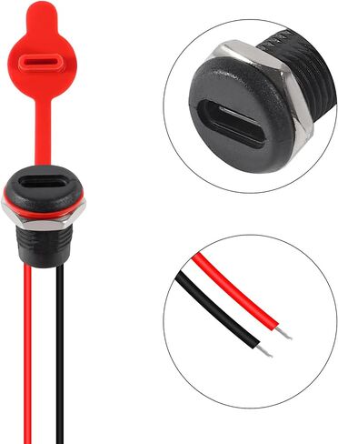 10Pcs 2Pin Charging Socket Female Mount Connector Adapter USB Type-C Port Charging Interface Socket Female Type C 3A with Waterproof Cover Cap Jack Cord USB-C Charger Plug in Kuwait