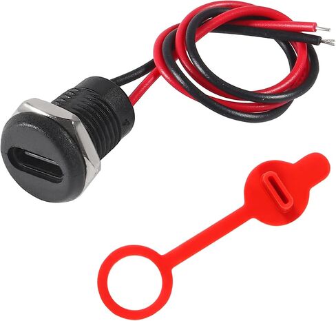10Pcs 2Pin Charging Socket Female Mount Connector Adapter USB Type-C Port Charging Interface Socket Female Type C 3A with Waterproof Cover Cap Jack Cord USB-C Charger Plug in Kuwait