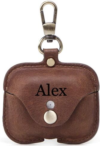 for AirPod Pro Case Leather, Personalized Genuine Leather Protective Airpod Pro Case Cover Shockproof with Loss Prevention Clip for Apple AirPods 3 Pro Wireless Charging Case for airpods (Brown) in Saudi Arabia