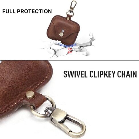 for AirPod Pro Case Leather, Personalized Genuine Leather Protective Airpod Pro Case Cover Shockproof with Loss Prevention Clip for Apple AirPods 3 Pro Wireless Charging Case for airpods (Brown) in Saudi Arabia