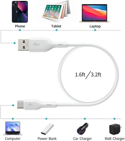 USB C Cable, 3ft Type C Charger Premium TPE USB Cable, USB A to Type C Charging Cable Fast Charge,White in Saudi Arabia