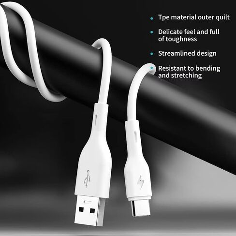 USB C Cable, 3ft Type C Charger Premium TPE USB Cable, USB A to Type C Charging Cable Fast Charge,White in Saudi Arabia