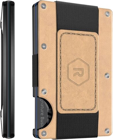 محفظة ريدج للرجال، محفظة نحيفة للرجال - رقيقة مثل السكة، جماليات بسيطة، تحمل ما يصل إلى 12 بطاقة، آمنة RFID، كتل قارئ الرقائق، محفظة جلدية مع حزام للنقود in Kuwait