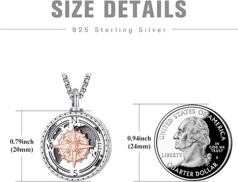 KINGWHYTE Viking Ashes Necklace 925 Sterling Silver Vegvisir Viking Amulet Jewellery Cremation Keepsake Memory Gifts for Men Women in Kuwait