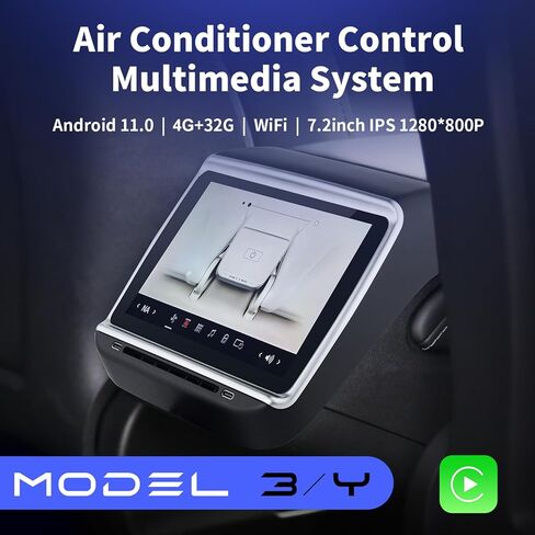 شاشة عرض خلفية 7.2 بوصة لسيارة Tesla Model 3 2017-2023 وModel Y 2019-2024، Android 13 4G+32G، شاشة ترفيه خلفية، تدعم التحكم في تكييف الهواء وتدفئة المقعد Qualcomm Chip 450 in Kuwait