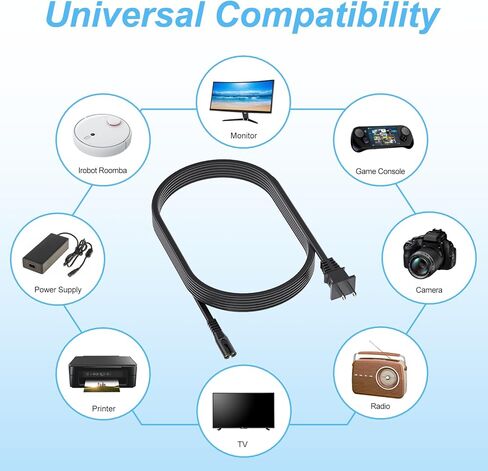 سلك طاقة تيار متردد ذو شقين متوافق مع Sony PS5/PS4 Slim/PS3 Xbox One S/X Xbox Series X/S Samsung LG Apple TCL Sony TV Toshiba Hisense Cannon Pixma HP Dell Epson استبدال كابل إمداد الطاقة للطابعة in Saudi Arabia
